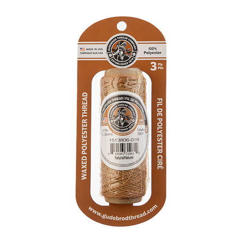 Waxed Polyester Thread Spool 3ply - 500ft - 0.38mm - Natural ...