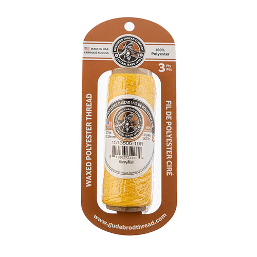 Waxed Polyester Thread Spool 3ply - 500ft - 0.38mm - Honey