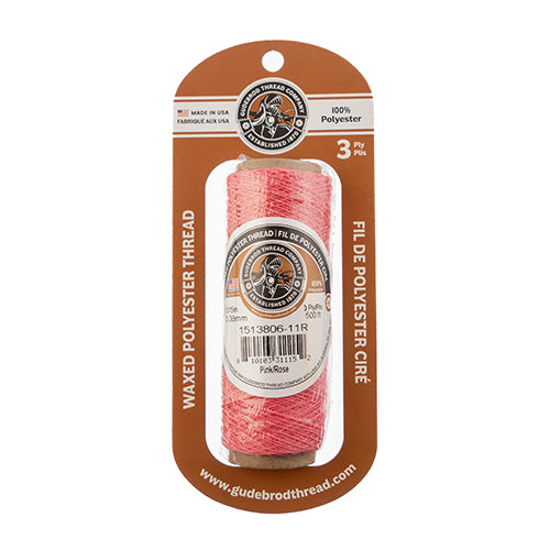 Waxed Polyester Thread Spool 3ply - 500ft - 0.38mm - Pink