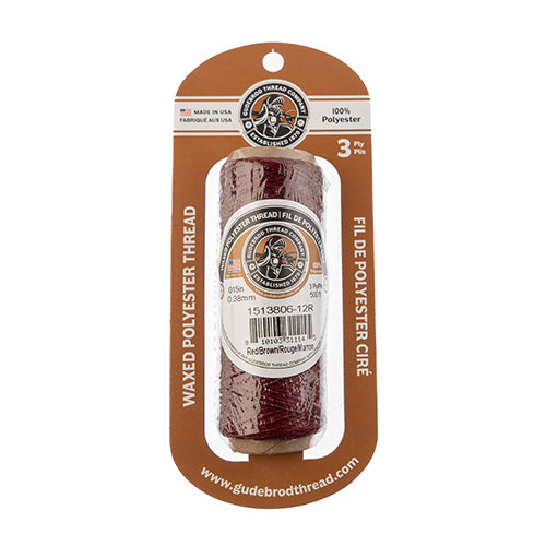 Waxed Polyester Thread Spool 3ply - 500ft - 0.38mm - Red/Brown ...