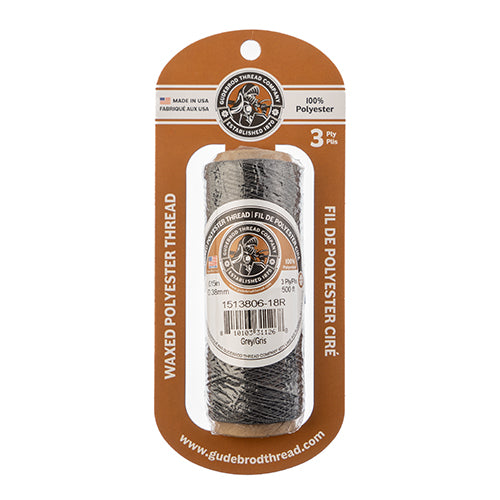 Waxed Polyester Thread Spool 3ply - 500ft - 0.38mm - Grey ...