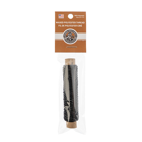 Waxed Polyester Thread Bobbin 3 Ply - 75ft - 0.38mm  -  Black