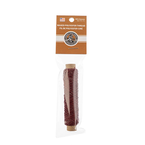 Waxed Polyester Thread Bobbin 3 Ply - 75ft - 0.38mm  - Red/Brown