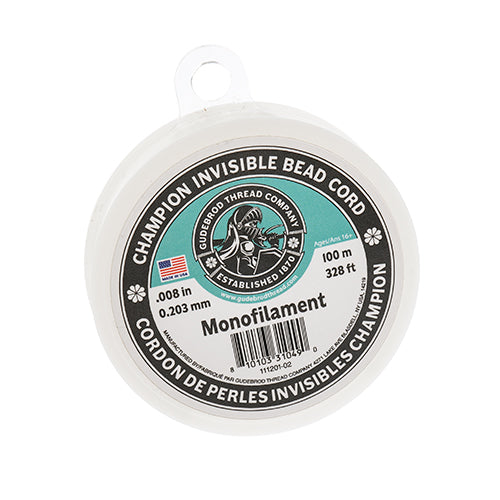 Champion Invisible Bead Cord Monofilament - .008 (0.203mm) diameter 100m (328ft)