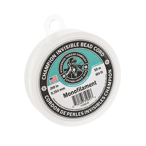 Champion Invisible Bead Cord Monofilament - .010 (0.254mm) diameter 50m (164ft)