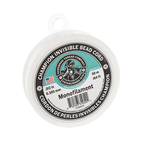 Champion Invisible Bead Cord Monofilament - .012 (.305mm) diameter 50m (164ft)