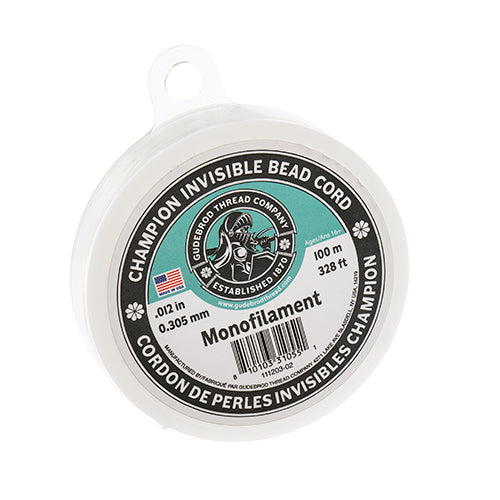 Champion Invisible Bead Cord Monofilament - .012 (.305mm) diameter 100m (328ft)